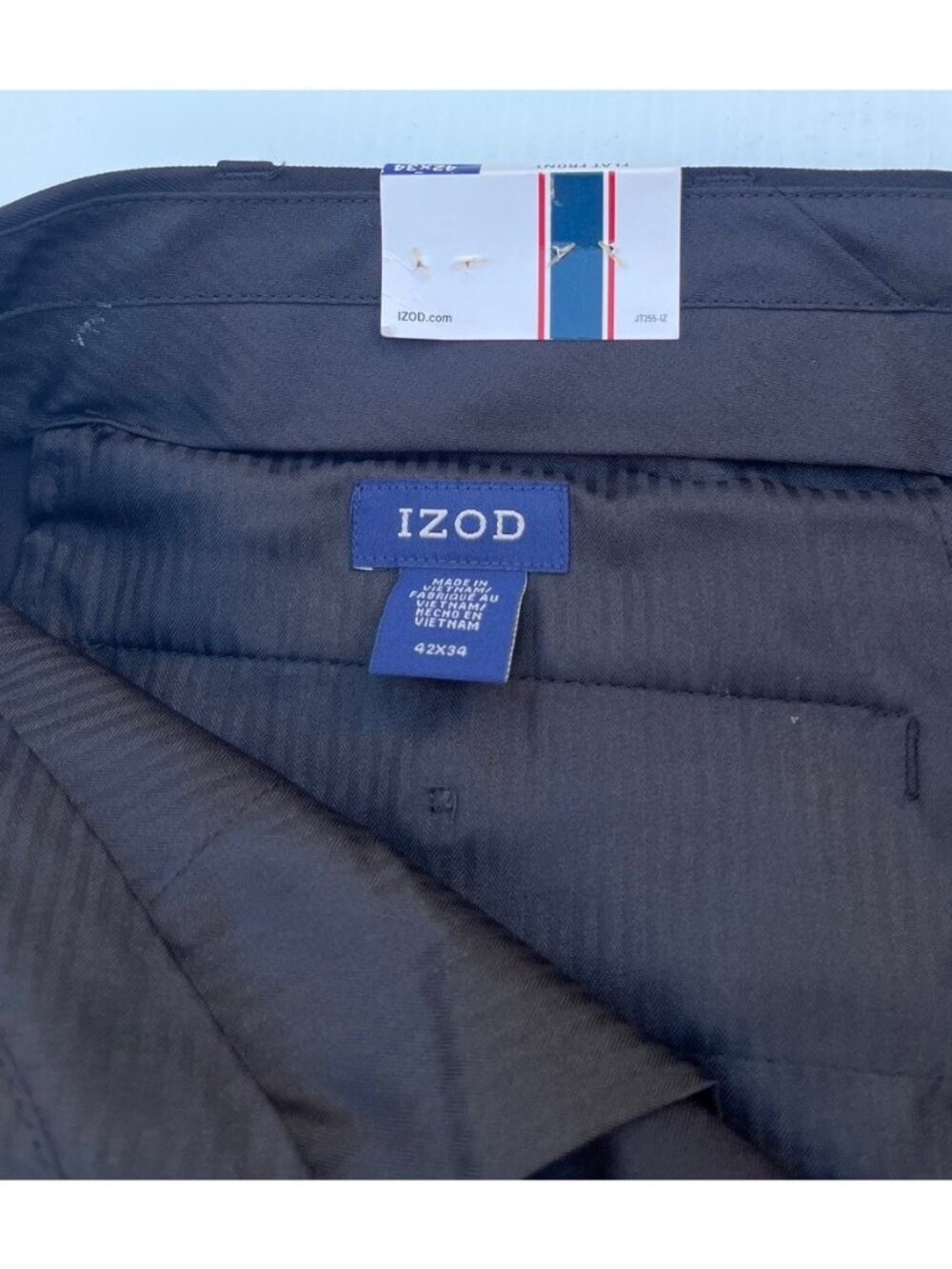 Izod Men’s Black Dress Pants 40Wx30L Straight Fit Flat Front Stretch Non-Iron - Picture 11 of 11